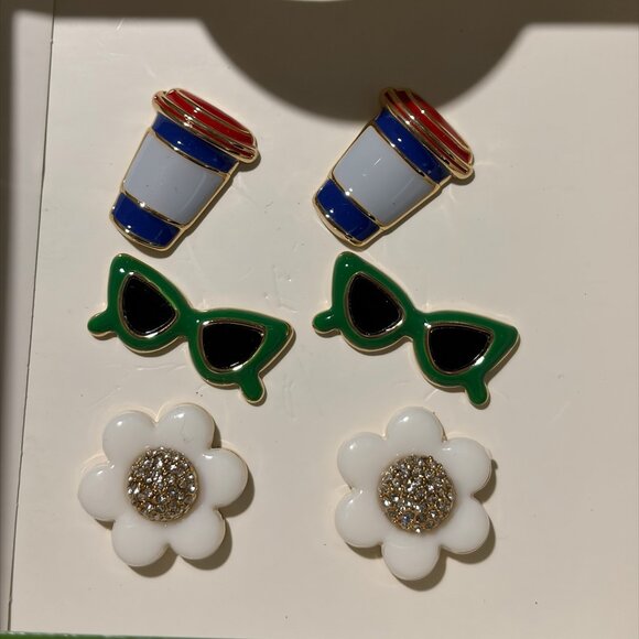 KATE SPADE X TARGET NWT - 3 PAIRS EARRINGS IN GIFT BOX - Picture 2 of 3